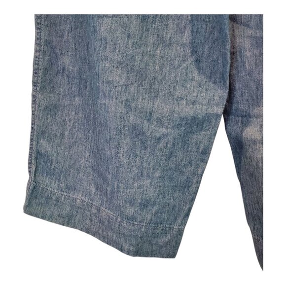 NWT  TALBOTS SZ 12P Linen Blend Wide Leg Crop Pants in Blue w/Rope Tie Belt - Picture 5 of 6